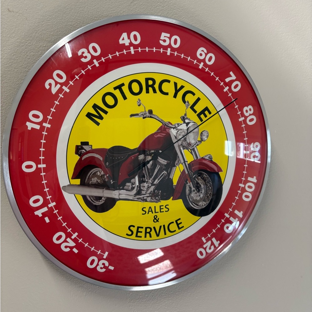 Red Motorcycle Wall Thermometer